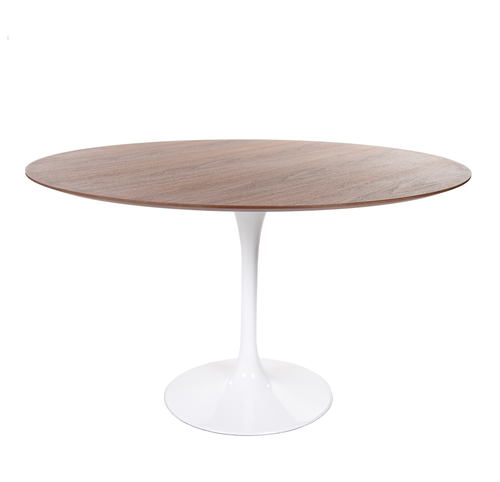 Eero Saarinen style, Eettafel Tulip Table 120cm Bovenblad walnoot Onderstel wit