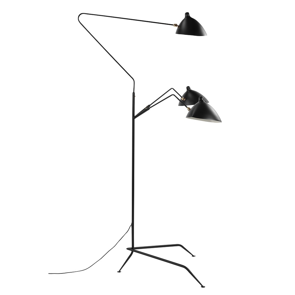 Serge Mouille style, Vloerlamp Contemporary 3-arm zwart
