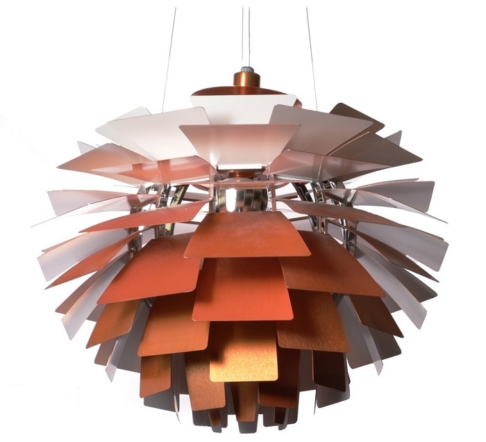 Poul Henningsen style, Hanglamp Artisjok lamp 92cm koperrood