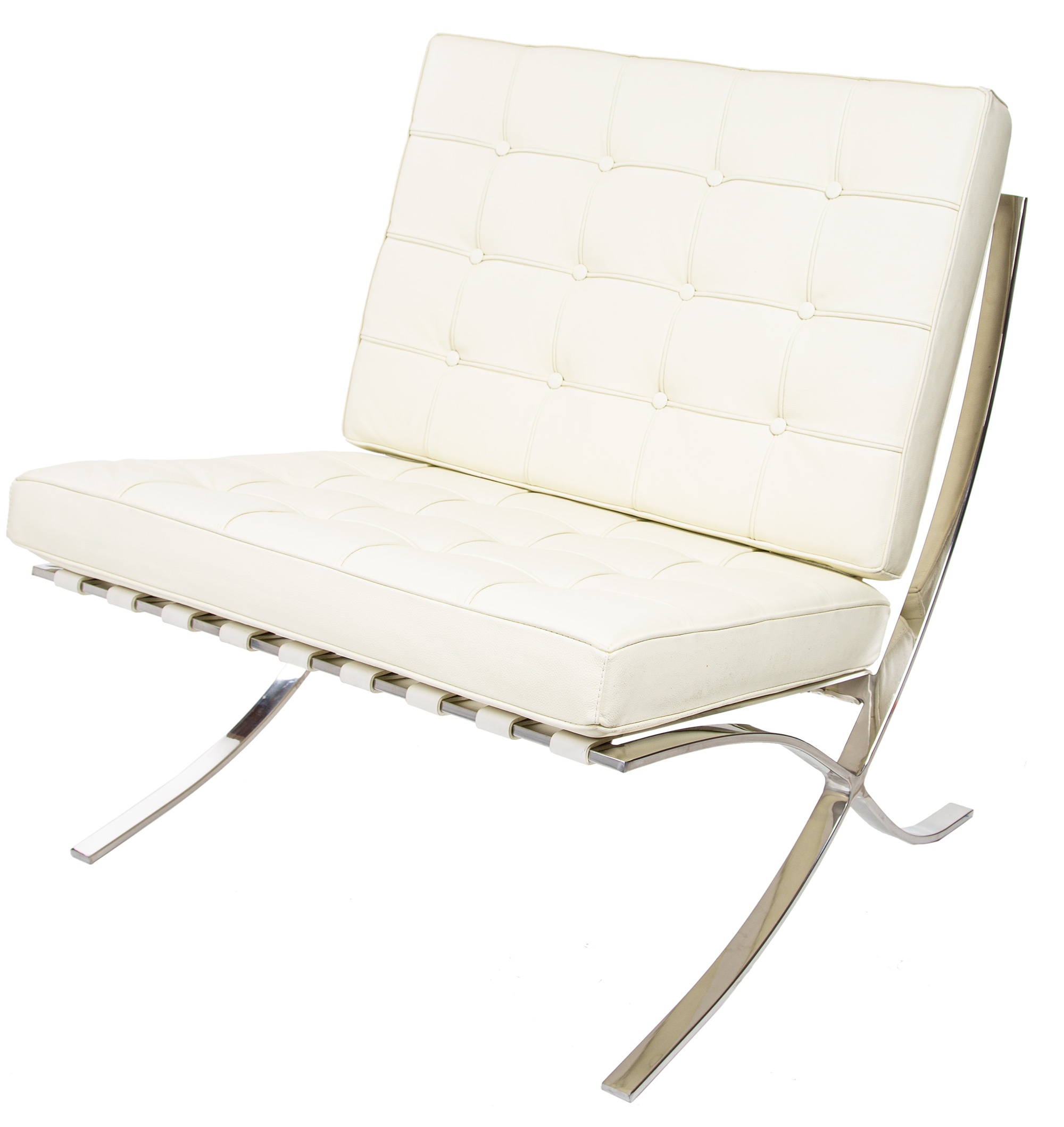 Ludwig Mies vd Rohe style, Lounge stoel Barcelona Pavillion creme
