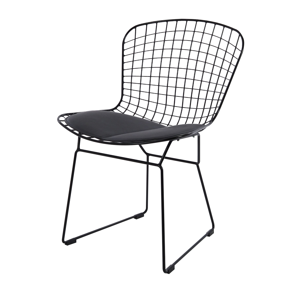 Harry Bertoia style, Eetkamerstoel Bertoia Zwart frame zwart kussen zwart