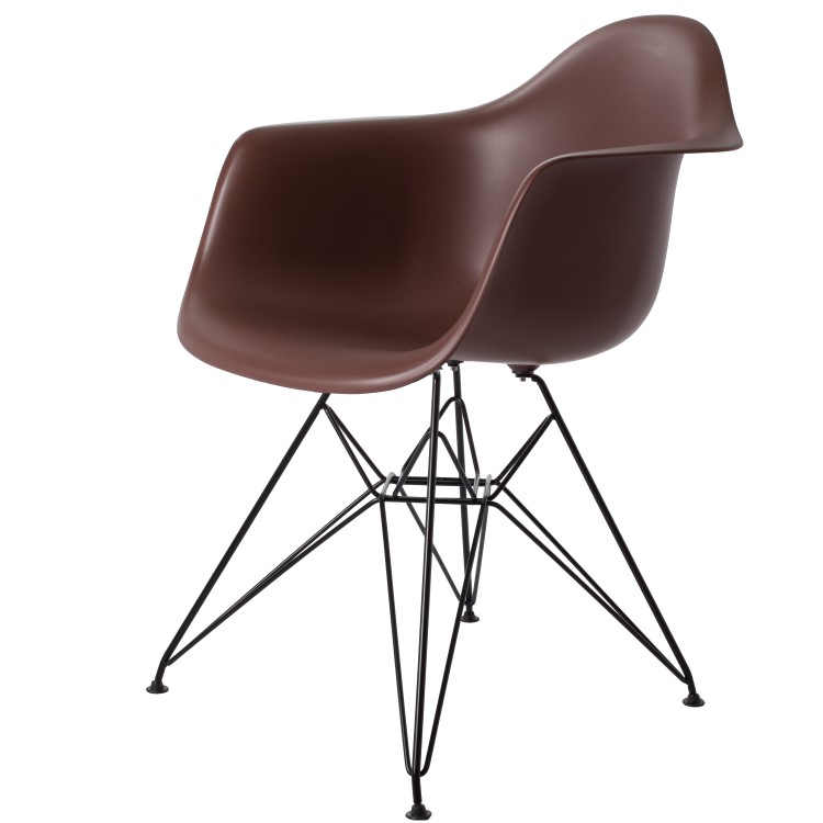 Charles Eames style, Eetkamerstoel DAR Zwart frame PP bruin