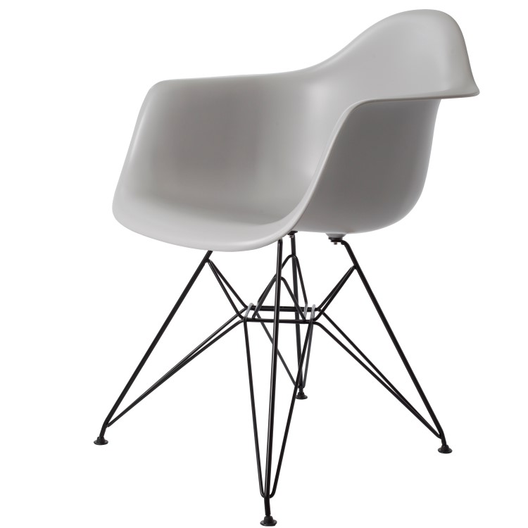 Charles Eames style, Eetkamerstoel DAR Zwart frame PP lichtgrijs
