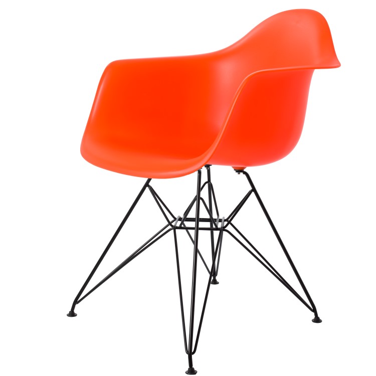 Charles Eames style, Eetkamerstoel DAR Zwart frame oranje
