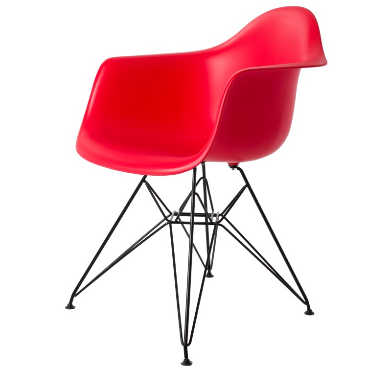 Charles Eames style, Eetkamerstoel DAR Zwart frame PP rood