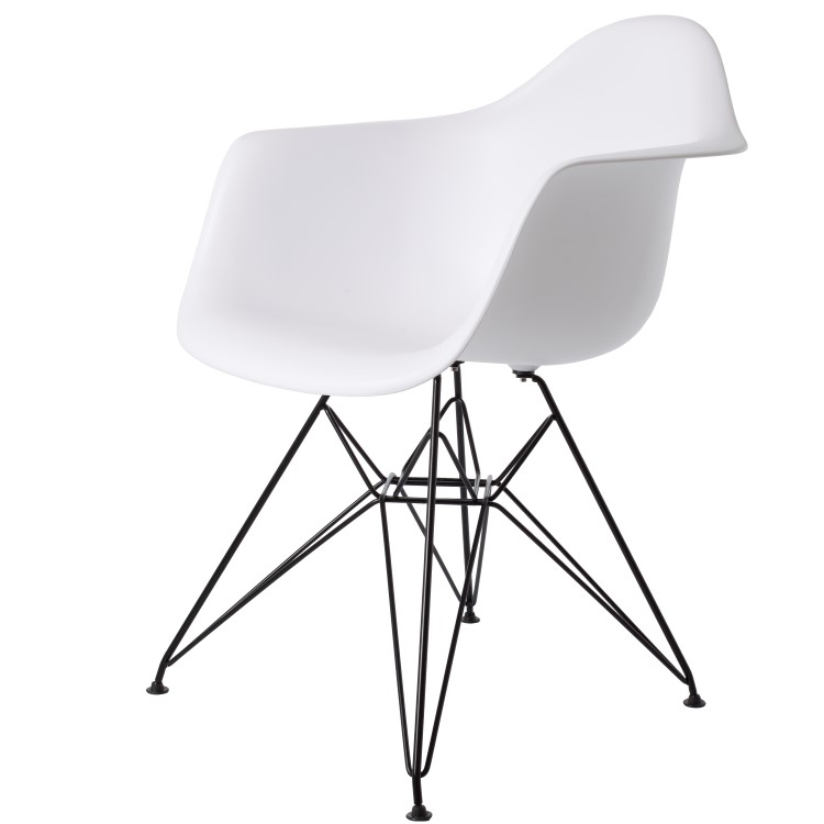 Charles Eames style, Eetkamerstoel DAR Zwart frame PP wit