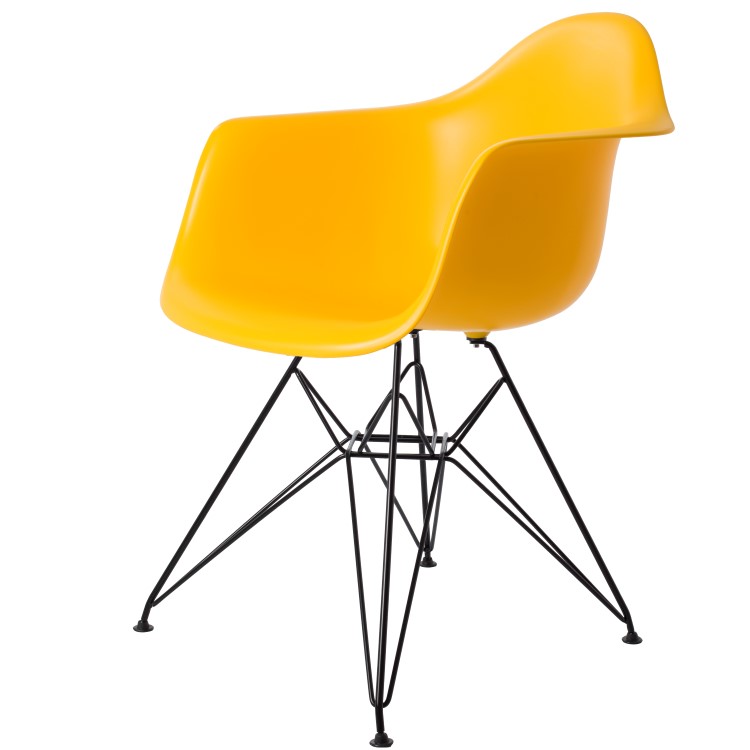 Charles Eames style, Eetkamerstoel DAR Zwart frame PP geel