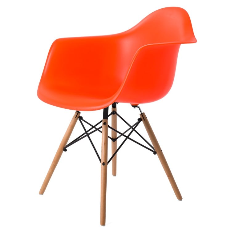 Charles Eames style, Eetkamerstoel DAW PP neon oranje