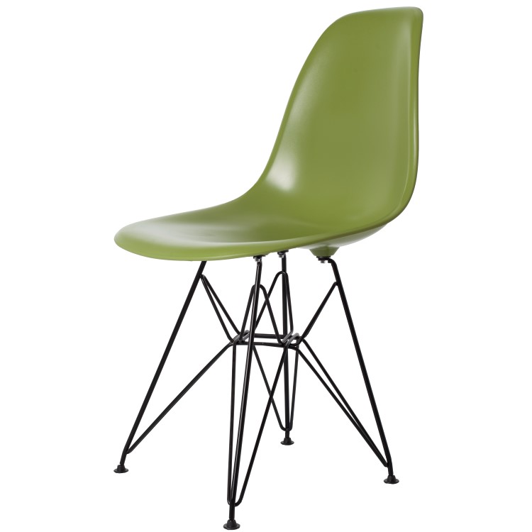 Charles Eames style, Eetkamerstoel DSR Zwart frame ABS groen