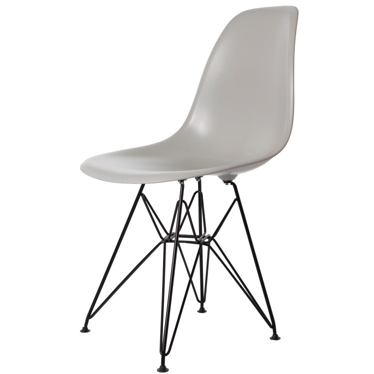 Charles Eames style, Eetkamerstoel DSR Zwart frame ABS lichtgrijs