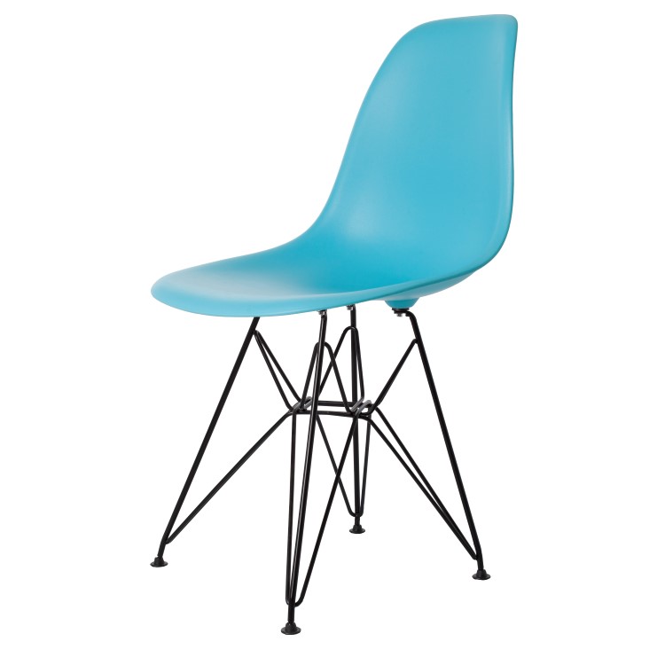 Charles Eames style, Eetkamerstoel DSR mat PP neon blauw