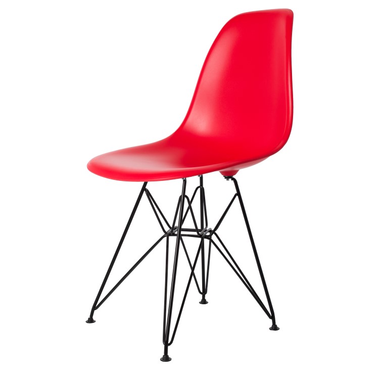 Charles Eames style, Eetkamerstoel DSR mat PP rood
