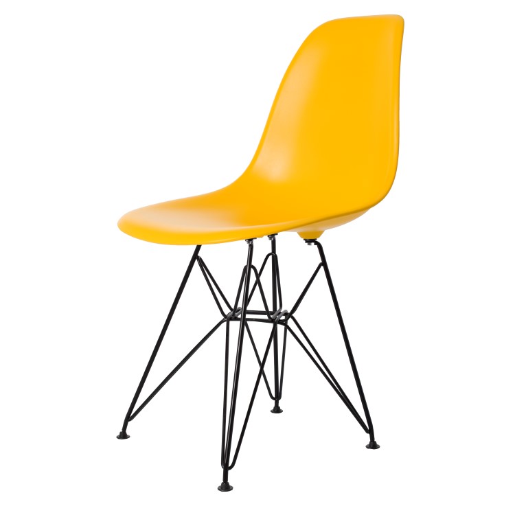 Charles Eames style, Eetkamerstoel DSR mat PP geel