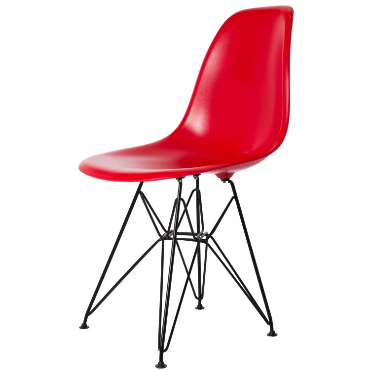 Charles Eames style, Eetkamerstoel DSR Zwart frame ABS rood