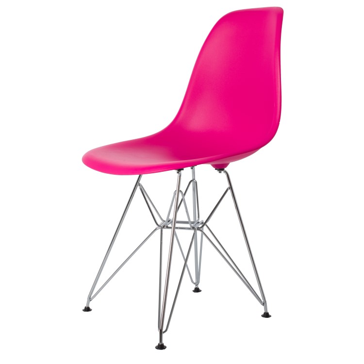 Charles Eames style, Eetkamerstoel DSR mat PP neon pink
