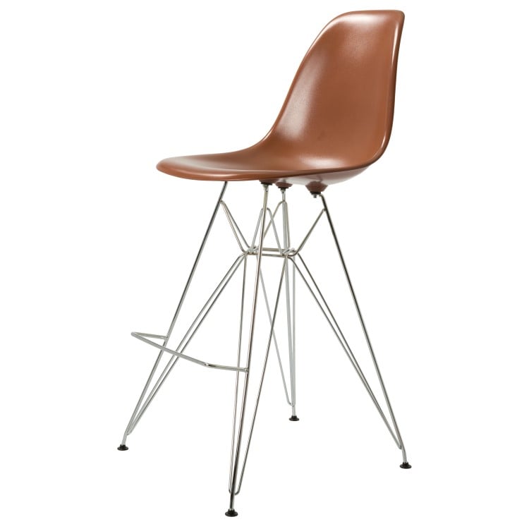 Charles Eames style, Barkruk DSR glanzend ABS bruin