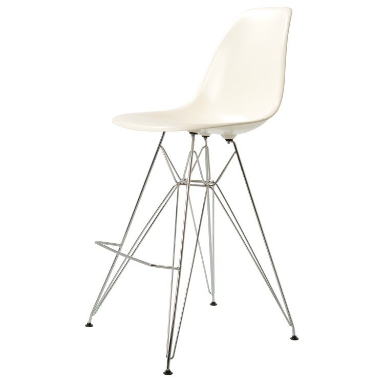 Charles Eames style, Barkruk DSR glanzend ABS creme