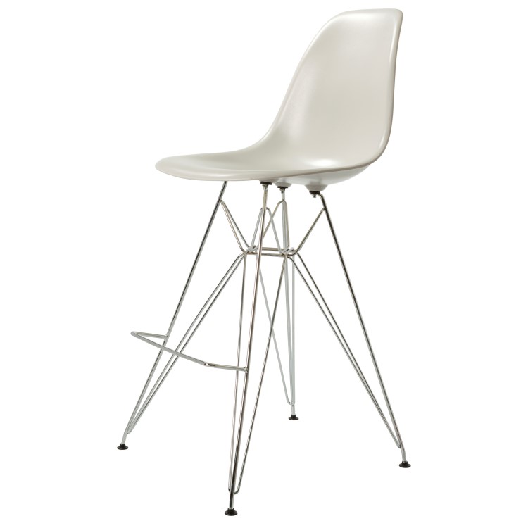 Charles Eames style, Barkruk DSR glanzend ABS lichtgrijs