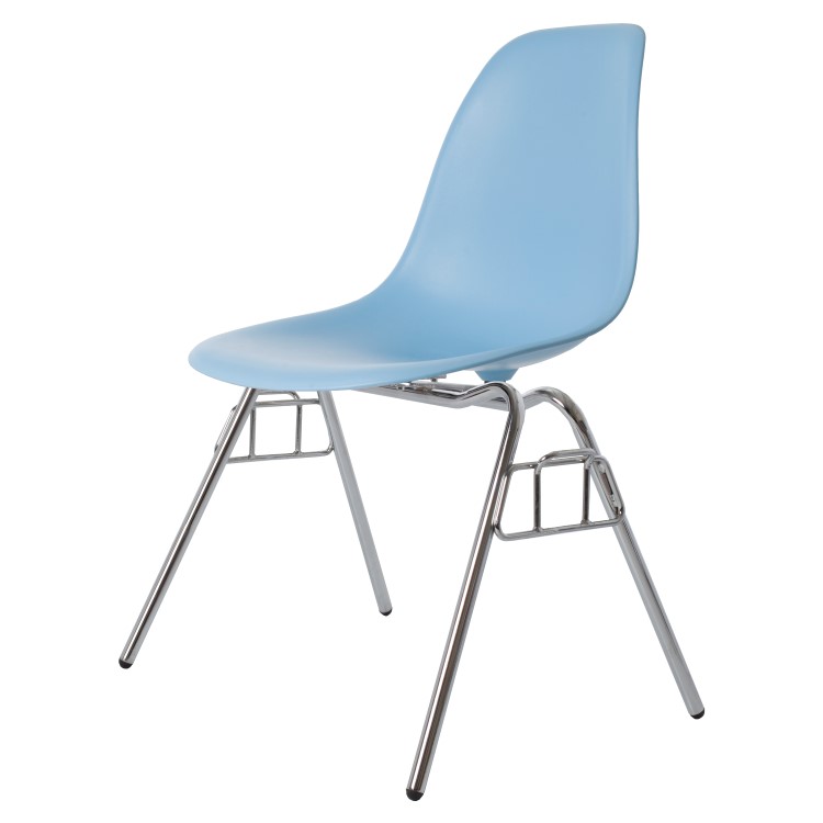 Charles Eames style, Eetkamerstoel DSS mat PP lichtblauw