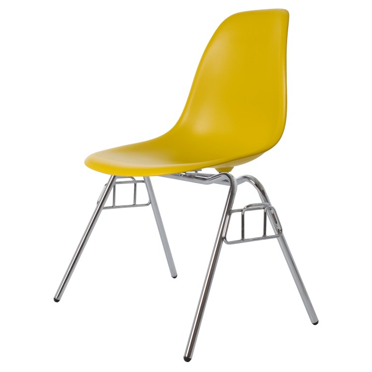 Charles Eames style, Eetkamerstoel DSS mat PP mosterd