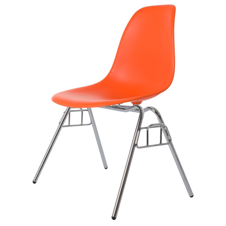 Charles Eames style, Eetkamerstoel DSS mat PP neon oranje
