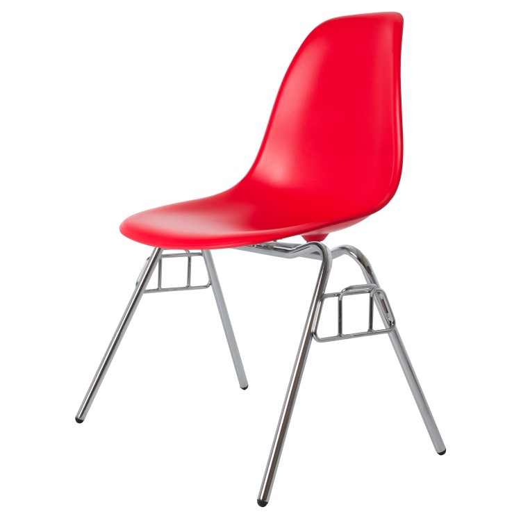 Charles Eames style, Eetkamerstoel DSS mat PP rood