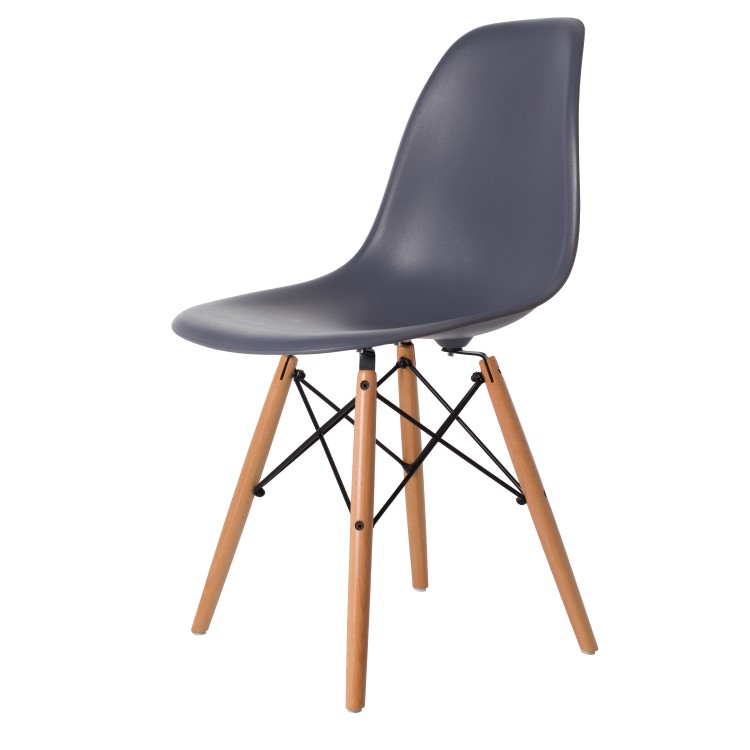Charles Eames style, Eetkamerstoel DSW mat PP donkergrijs