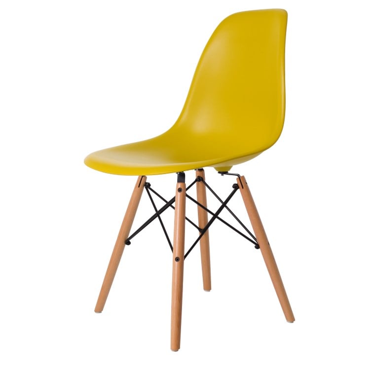 Charles Eames style, Eetkamerstoel DSW mat PP mosterd