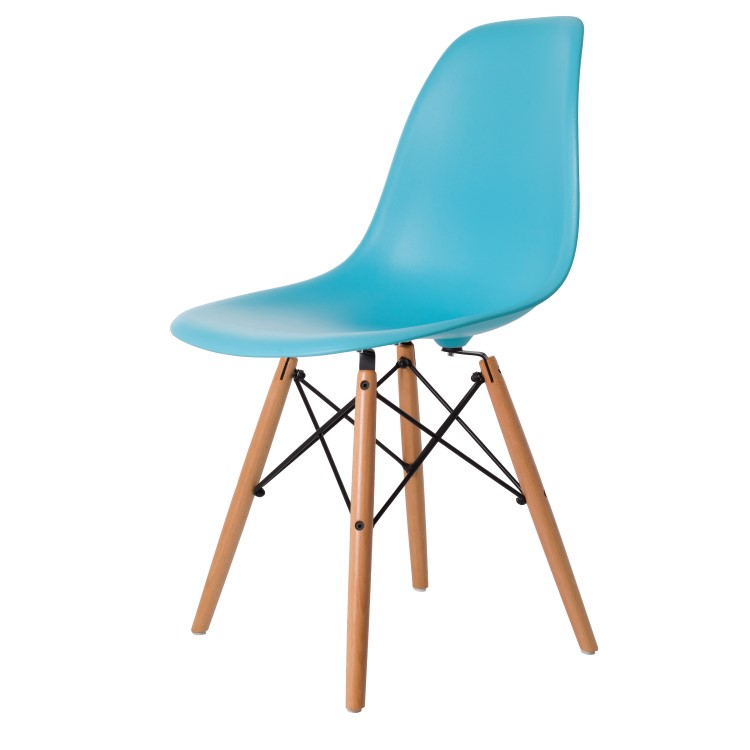 Charles Eames style, Eetkamerstoel DSW mat PP neon blauw