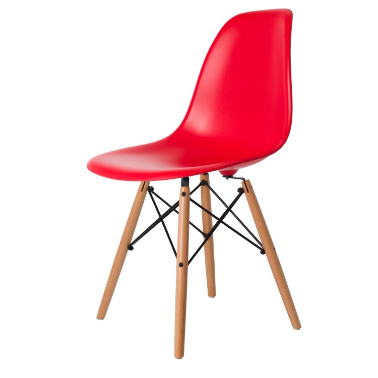 Charles Eames style, Eetkamerstoel DSW mat PP rood