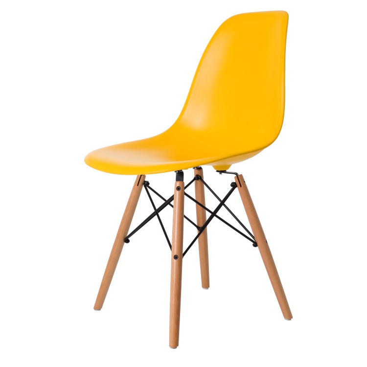 Charles Eames style, Eetkamerstoel DSW mat PP geel