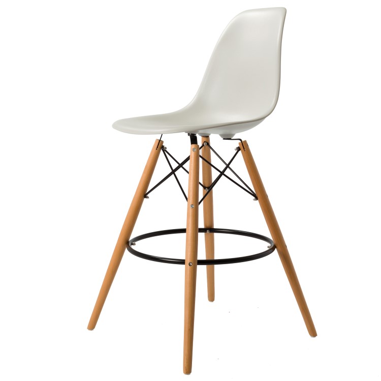 Charles Eames style, Barkruk DSW mat PP lichtgrijs