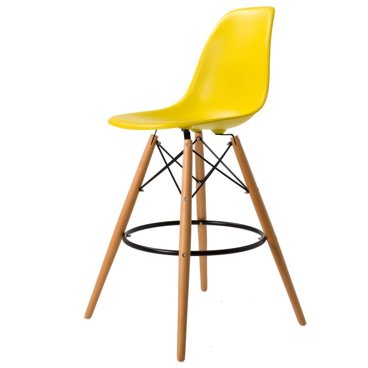 Charles Eames style, Barkruk DSW mat PP mosterd