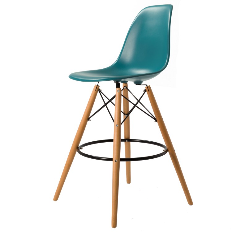 Charles Eames style, Barkruk DSW mat PP oceaanblauw