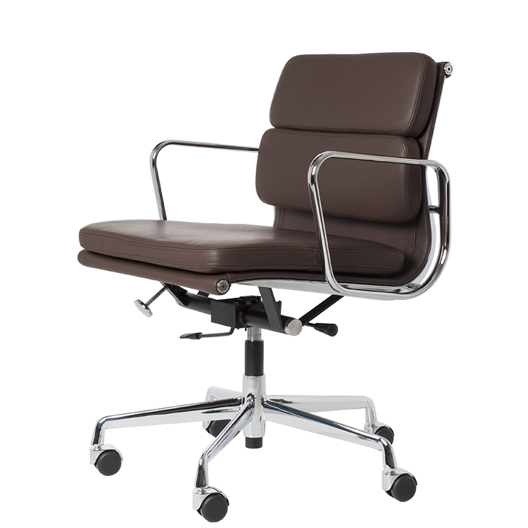 Charles Eames style, Bureaustoel EA217 Leder bruin