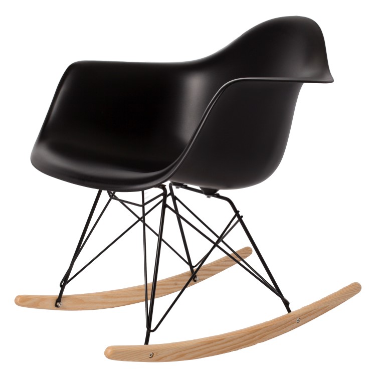 Charles Eames style, Schommelstoel RAR Zwart frame PP zwart