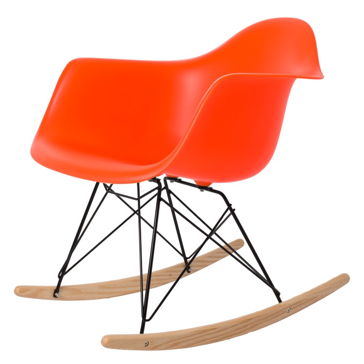 Charles Eames style, Schommelstoel RAR PP neon oranje