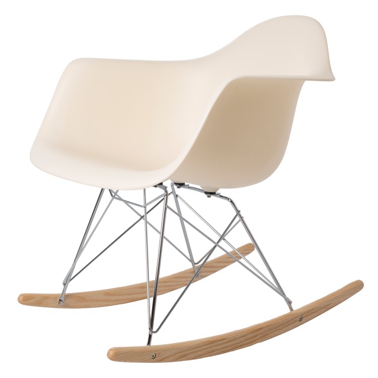 Charles Eames style, Schommelstoel RAR Chroom frame PP creme