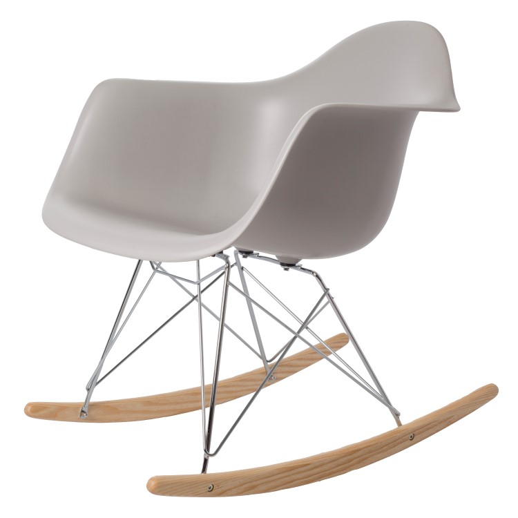 Charles Eames style, Schommelstoel RAR Chroom frame PP lichtgrijs