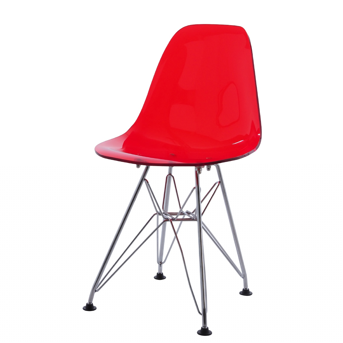 Charles Eames style, Kinderstoel DSR Junior transparant rood