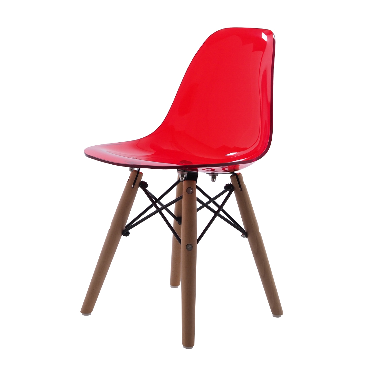 Charles Eames style, Kinderstoel DSW Junior transparant rood
