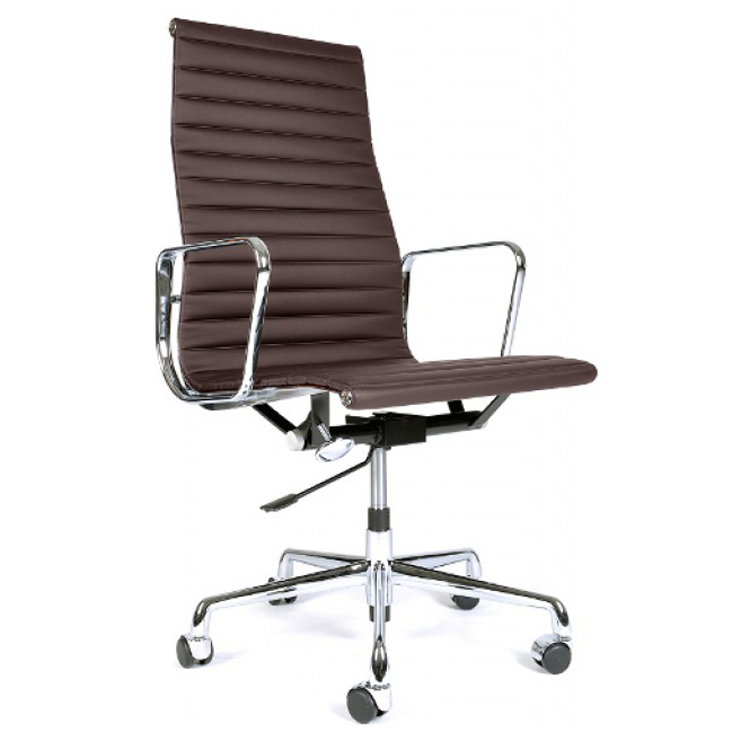Charles Eames style, Bureaustoel EA119 Leder bruin