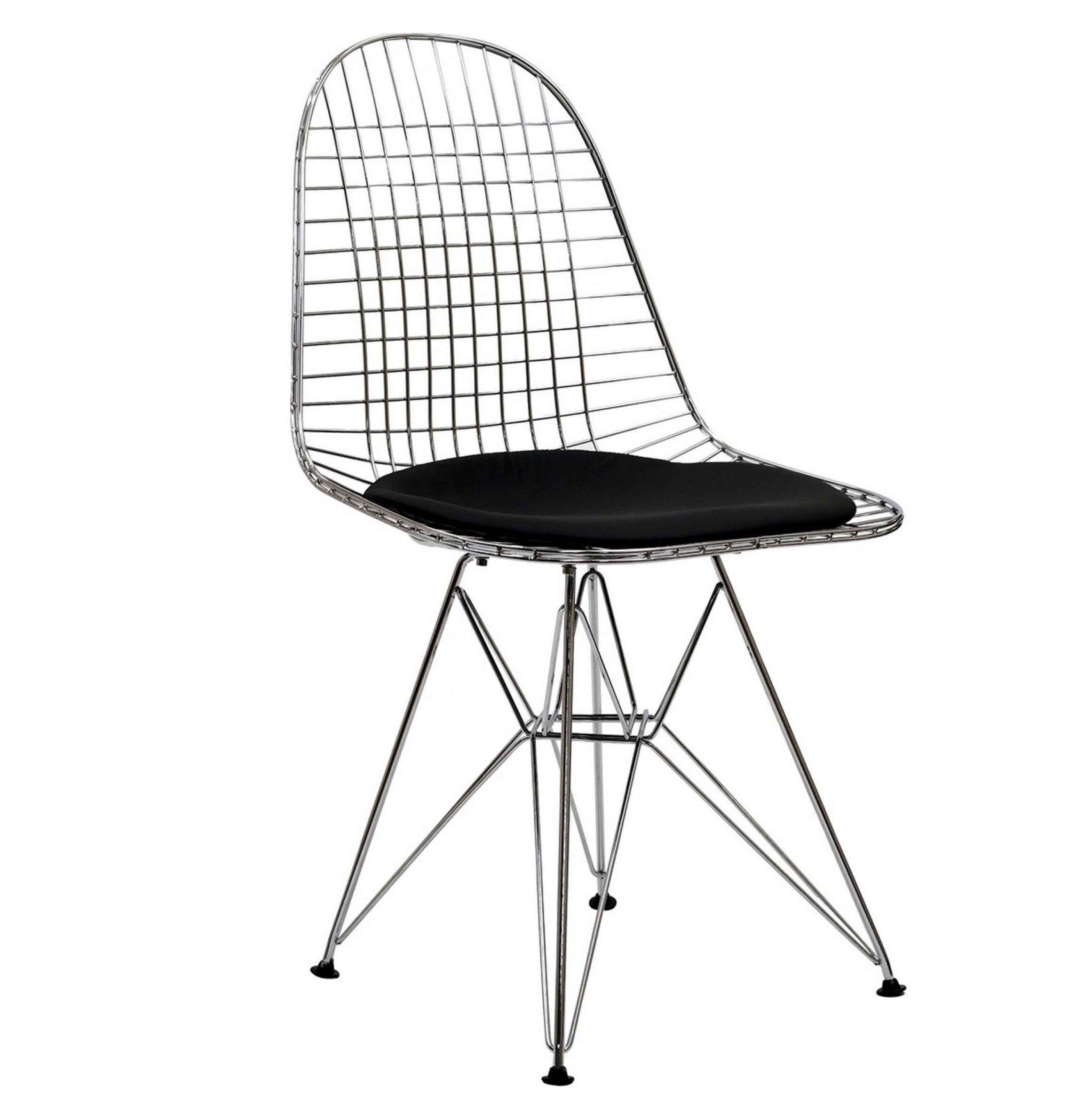 Charles Eames style, Eetkamerstoel DKR chroom Leer zwart
