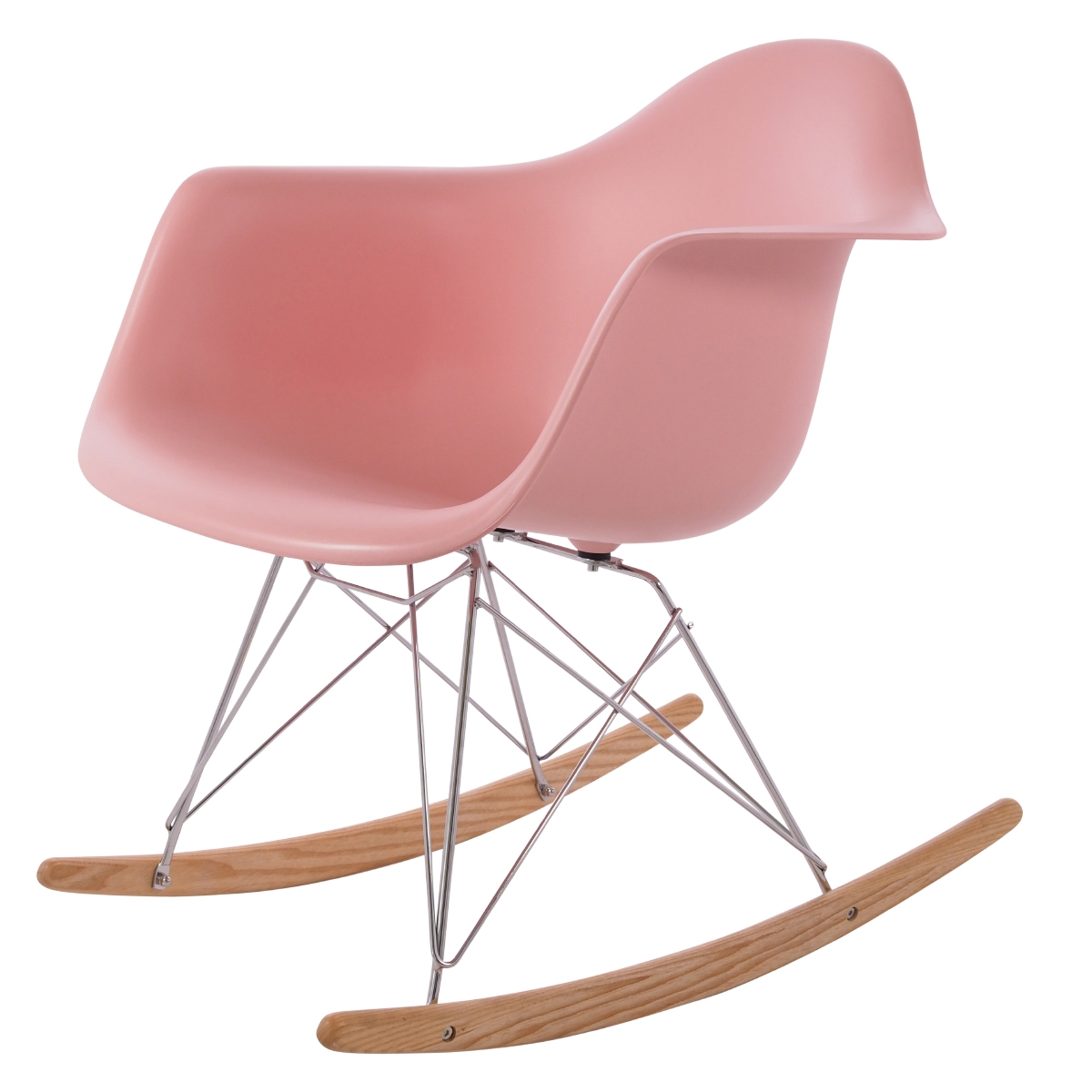 Charles Eames style, Schommelstoel RAR Chroom frame PP baby roze