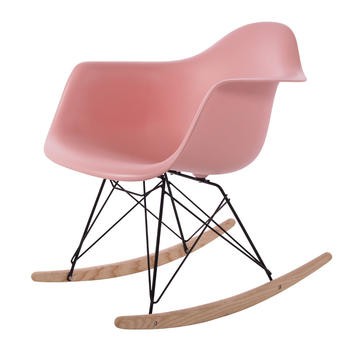 Charles Eames style, Schommelstoel RAR Zwart frame PP baby roze