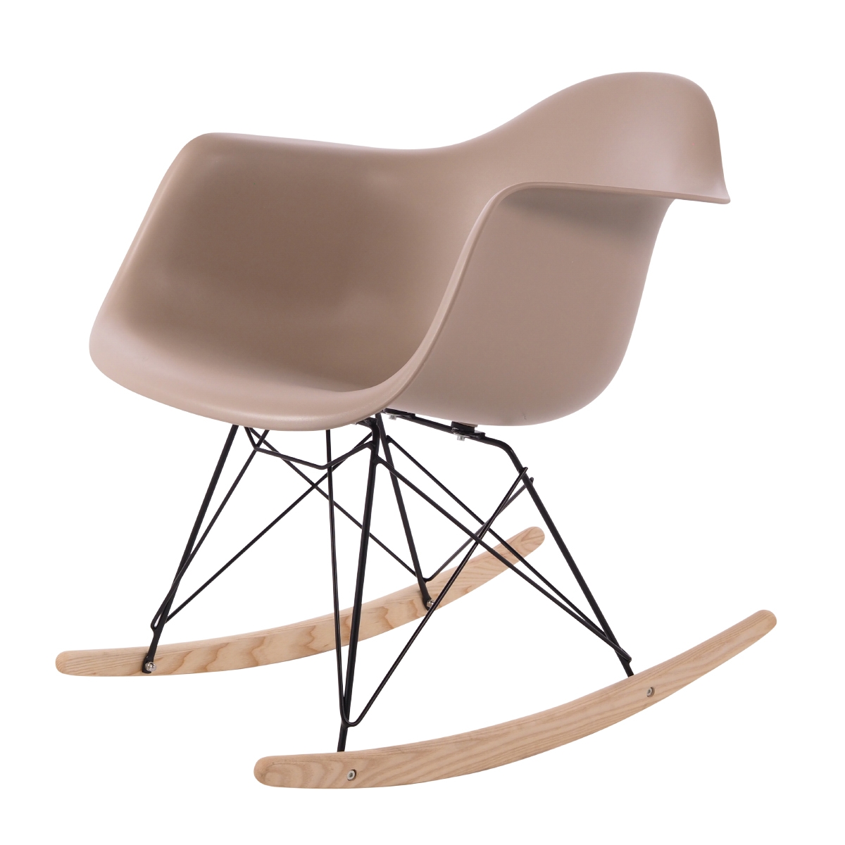 Charles Eames style, Schommelstoel RAR Zwart frame PP licht choco