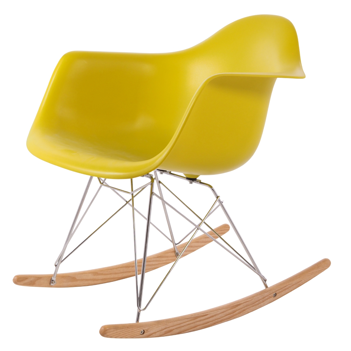 Charles Eames style, Schommelstoel RAR Chroom frame PP mosterd