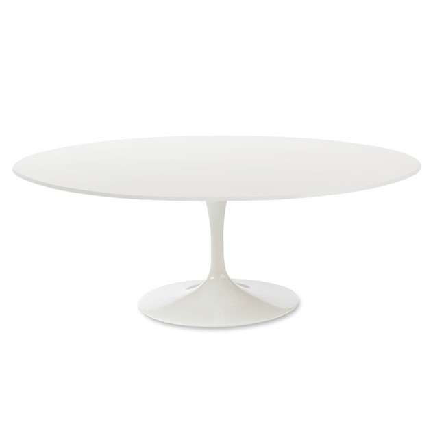 Eero Saarinen style, Eettafel Tulip Table Bovenblad Hout wit Onderstel wit