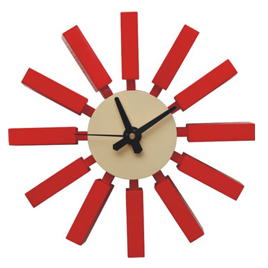 George Nelson style, Wandklok Block clock rood