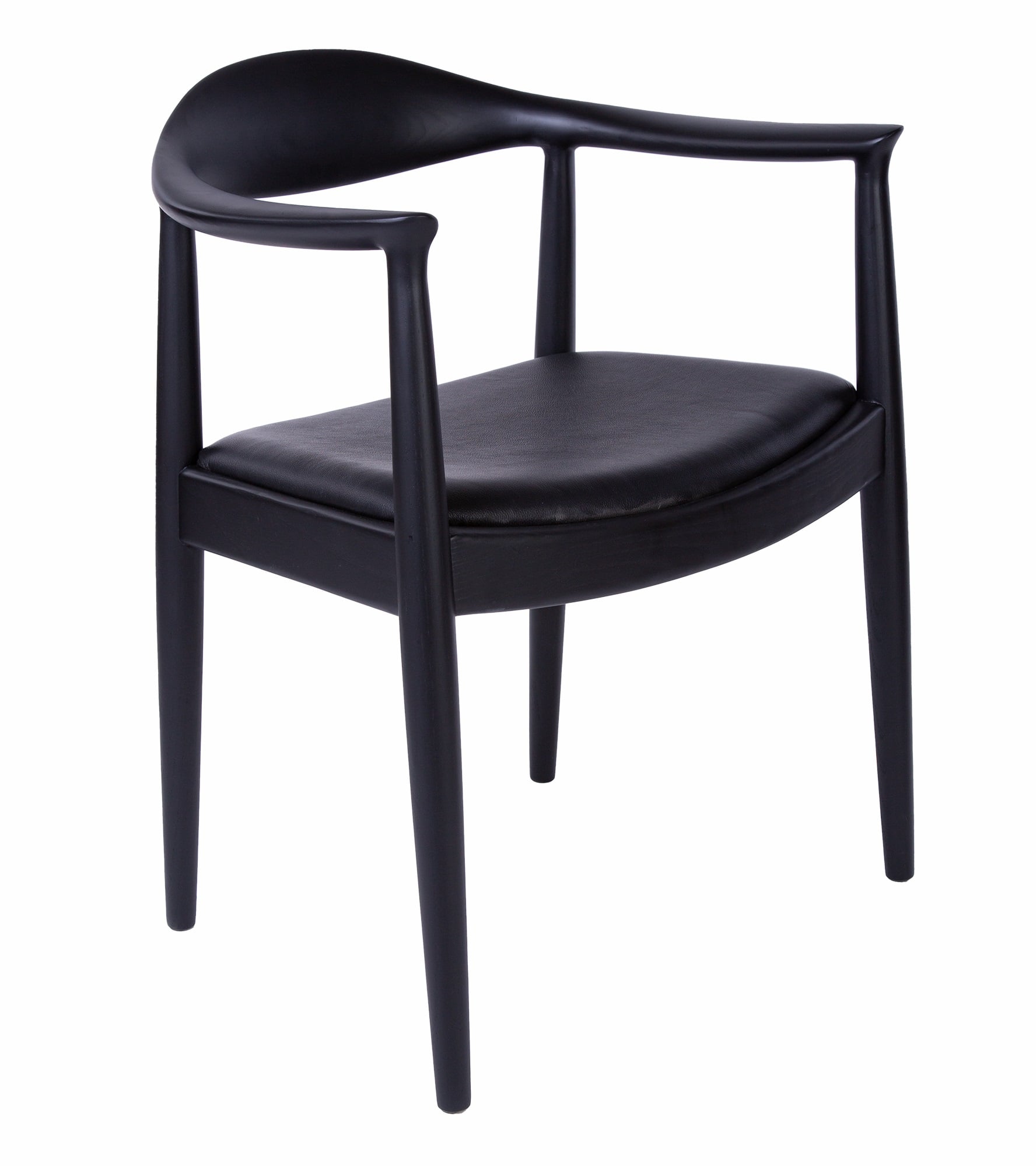 Wegner style, Eetkamerstoel kennedy chair Leder zwart